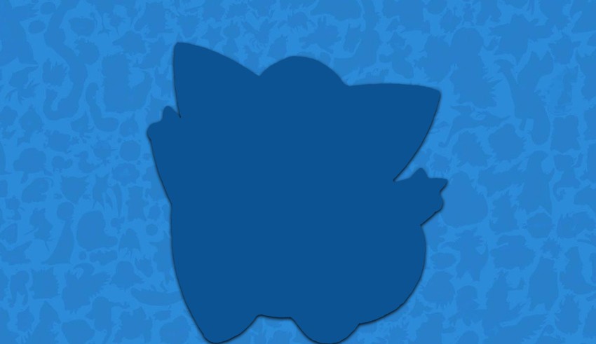 A blue silhouette of a pokemon on a blue background.