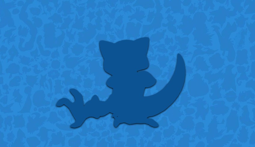 A silhouette of a cat on a blue background.
