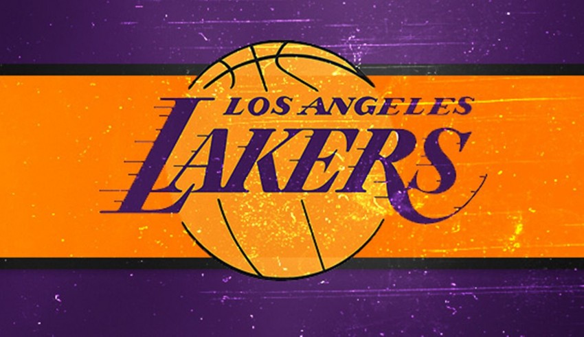 The los angeles lakers logo on a purple background.