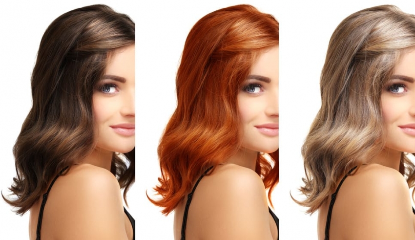 A woman's hair in different colors.