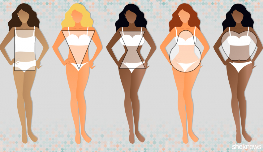 A woman's body shape is shown in different ways.