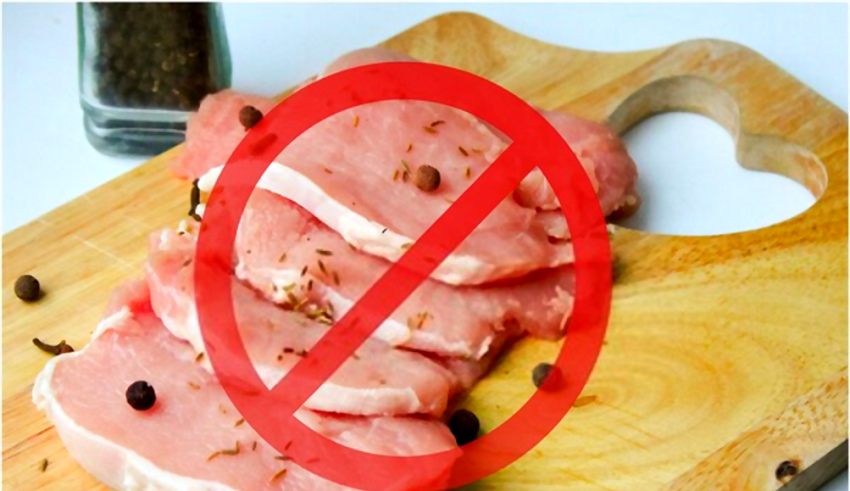 No pork meat on a cutting board.