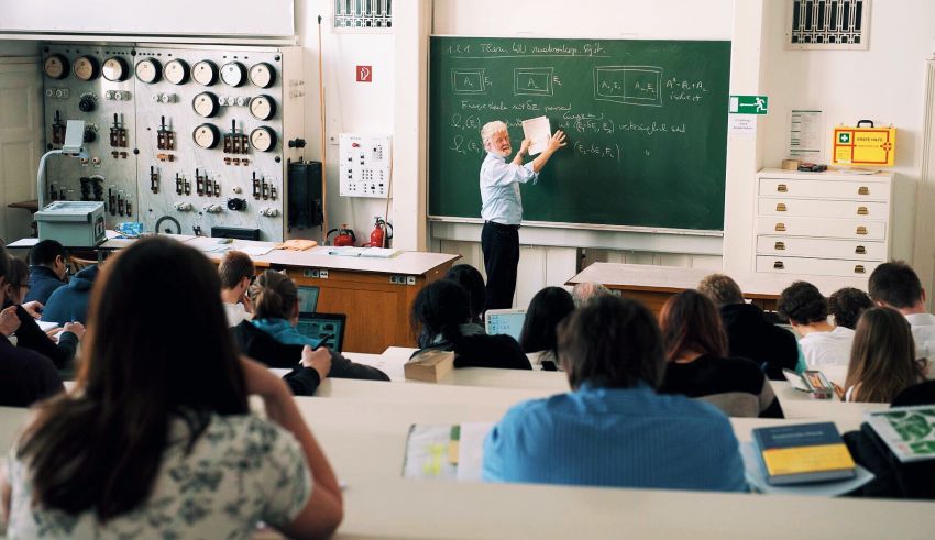 A blackboard in a classroom.