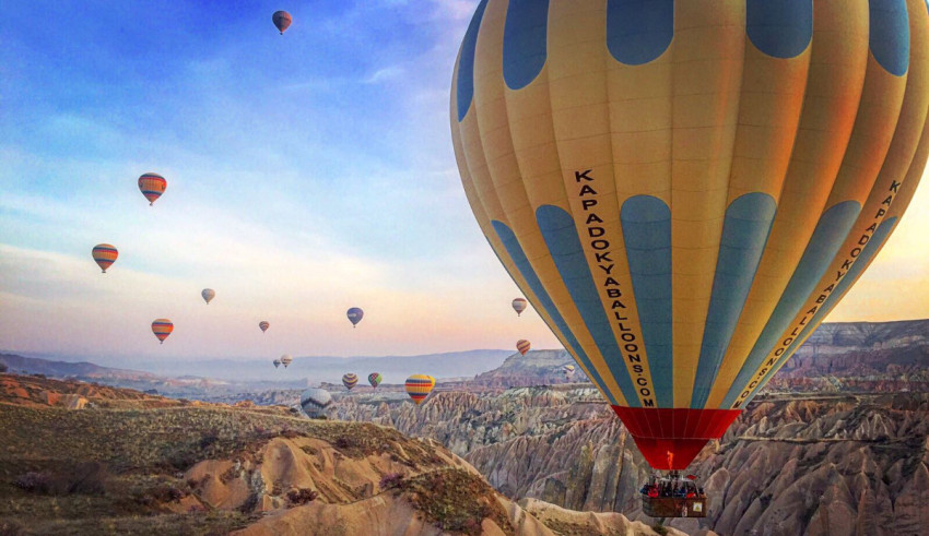 Hot air balloons in cappadocia.