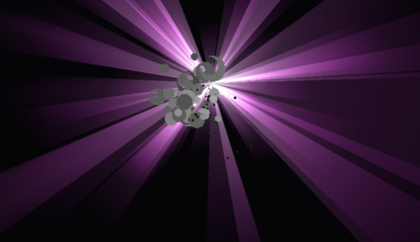 An image of a purple light ray coming out of a black background.