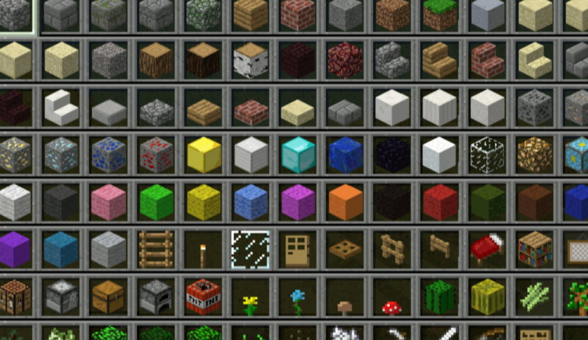 A screenshot of a minecraft screen showing different types of items.