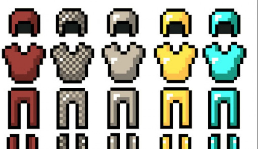 A set of pixel clothes for a pixel game.