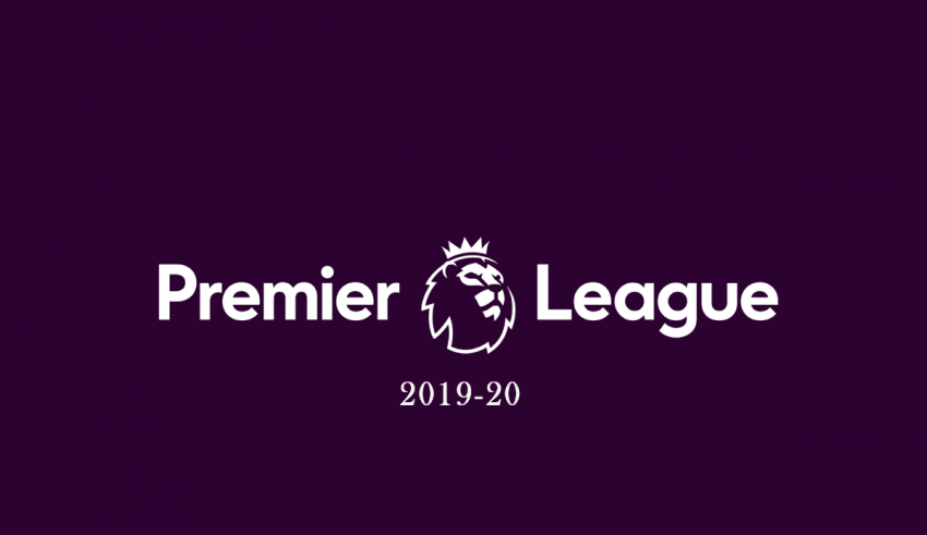 The premier league logo on a purple background.