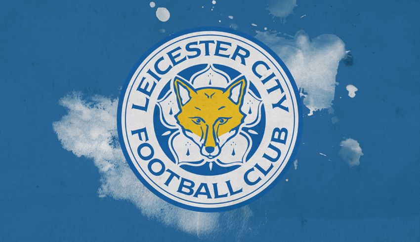 Leicester city fc logo on a blue background.