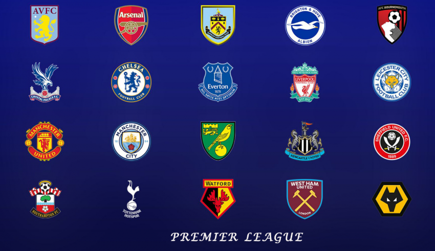 Premier league logos on a blue background.