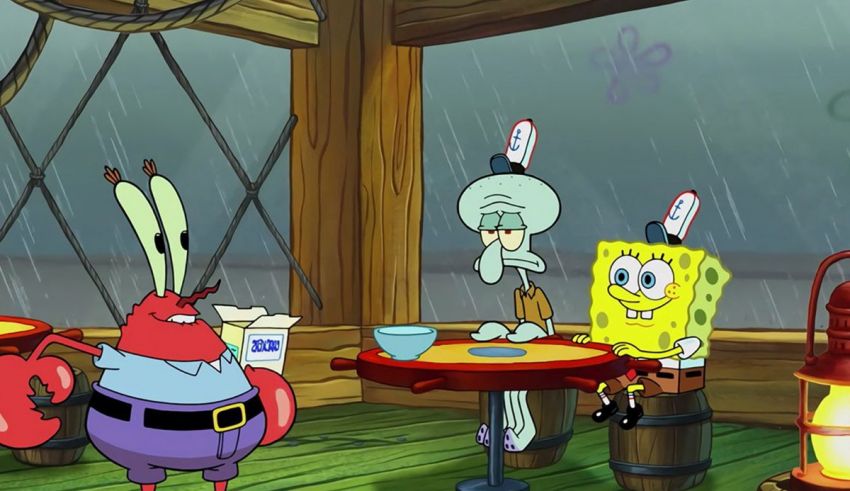 Spongebob squarepants in the rain.