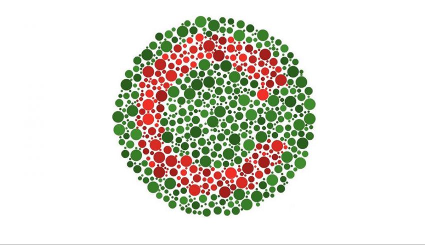 A circle with red and green dots on it.