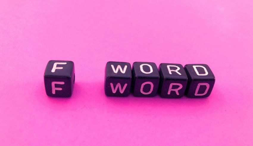 The word f word word spelled out on a pink background.