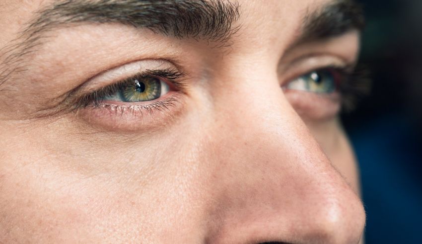 A close up of a man's eyes.