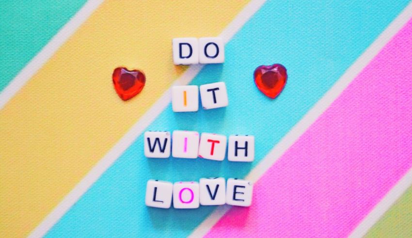 The words do it with love are written on a colorful background.