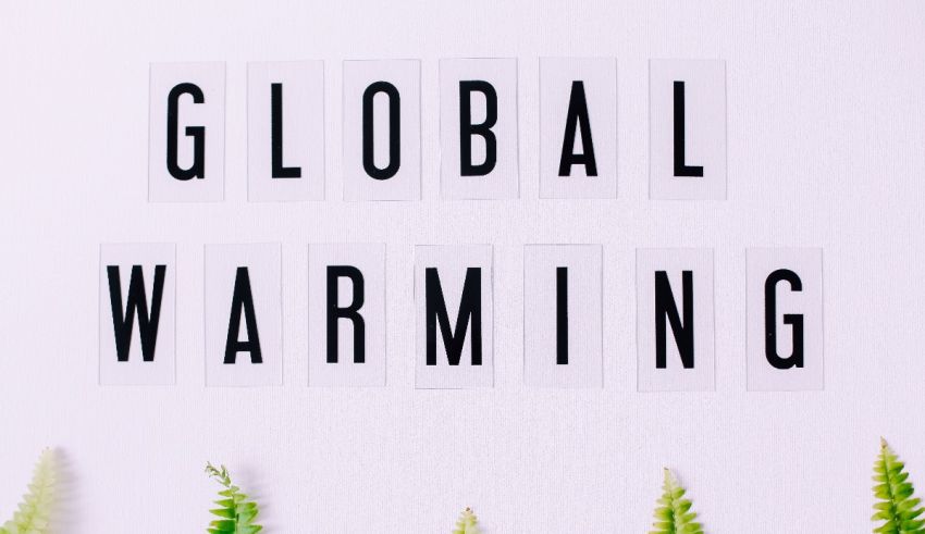 The word global warming is spelled out on a white background.
