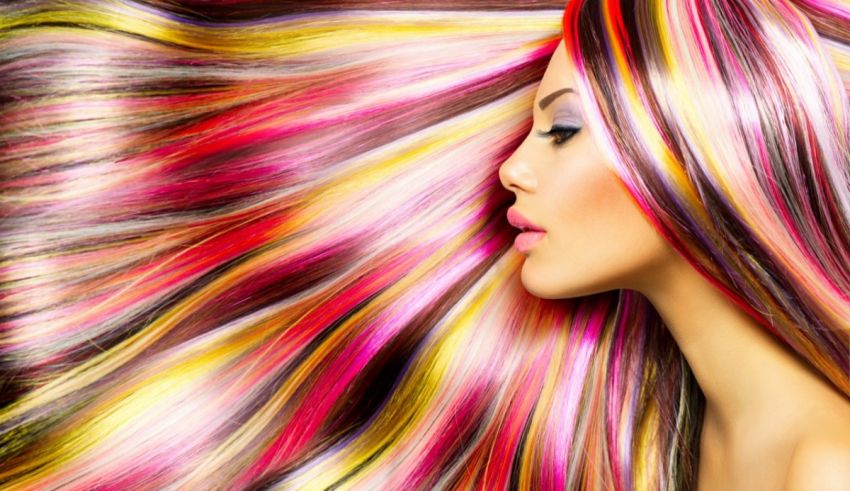 A beautiful woman with colorful hair.