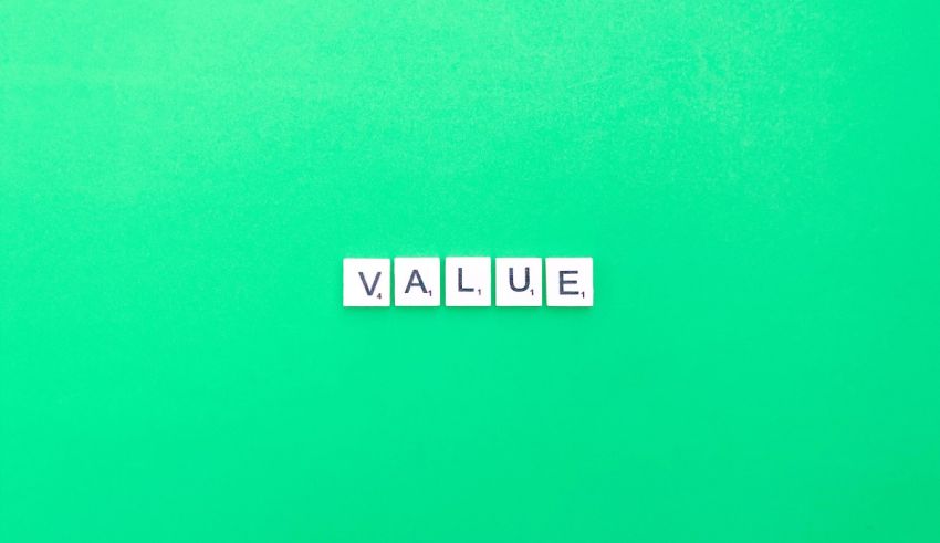 The word value spelled out on a green background.