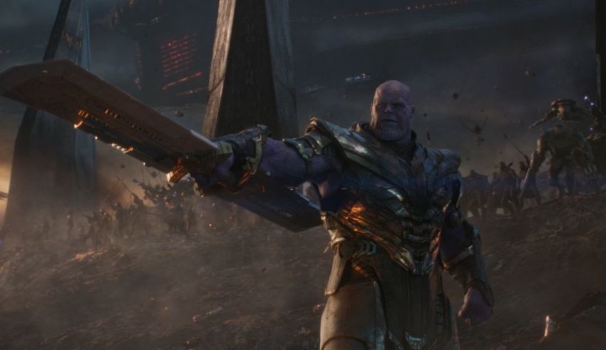 Thanos in avengers infinity war.