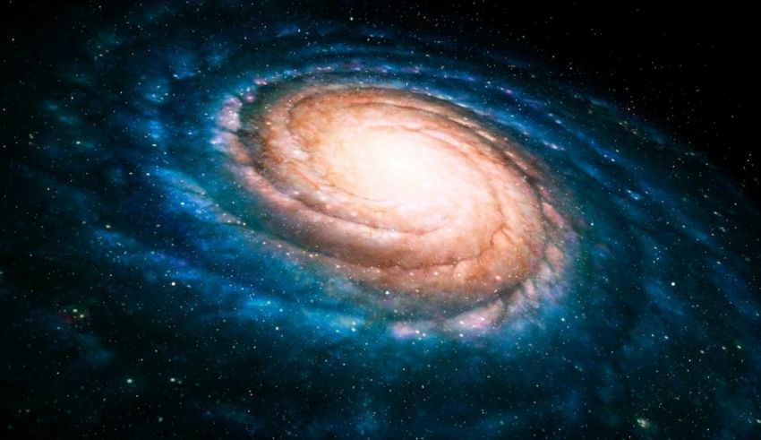 An image of a spiral galaxy in space.