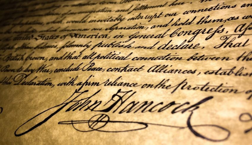 A close up of the declaration of independence.