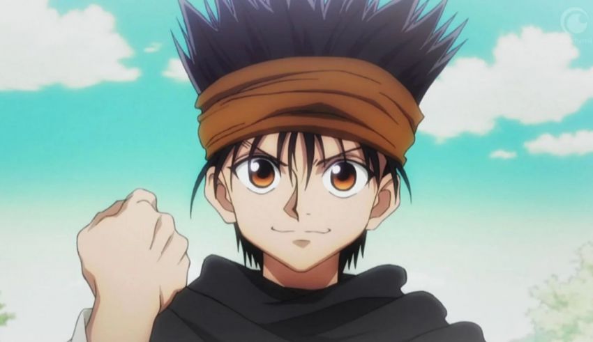 An anime character with long hair and a black bandana.
