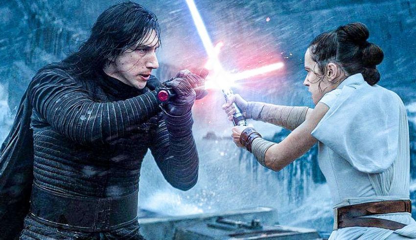 Star wars rey and kylo ren in star wars the rise of skywalker.