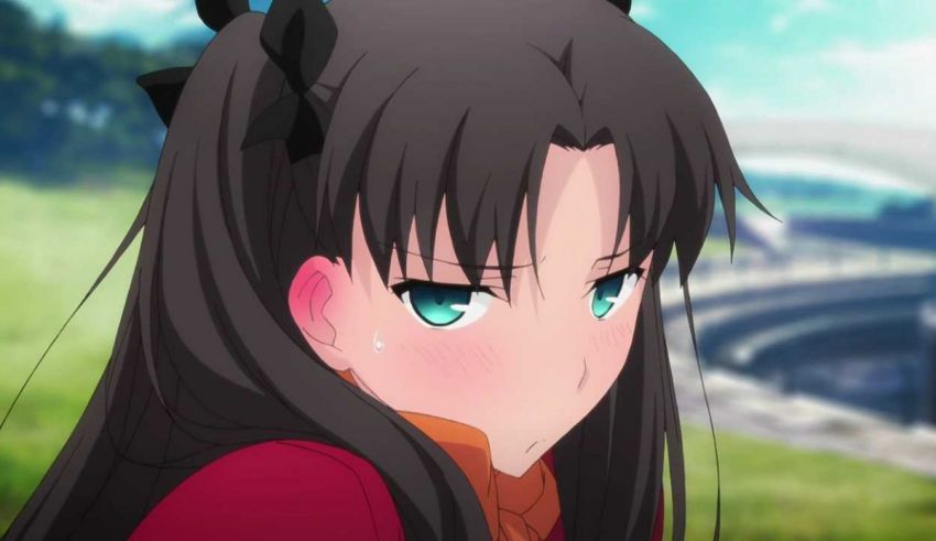 An anime girl with long hair and blue eyes.