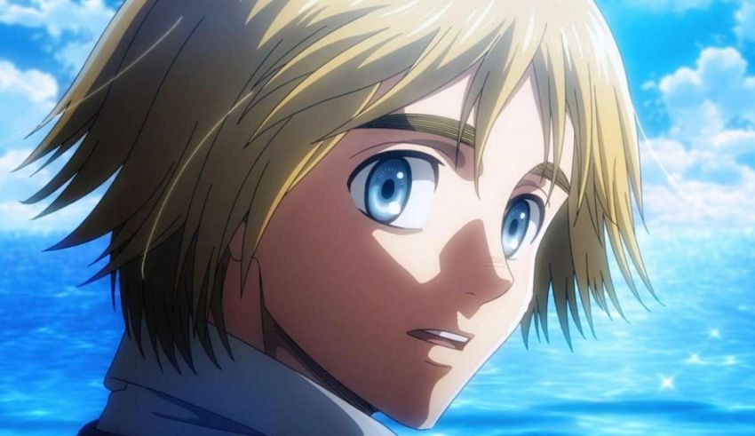 An anime character with blonde hair and blue eyes.