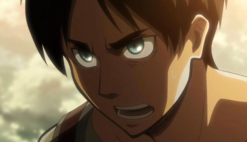 An attack on titan character with blue eyes.
