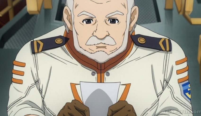A man in an anime uniform holding a piece of paper.