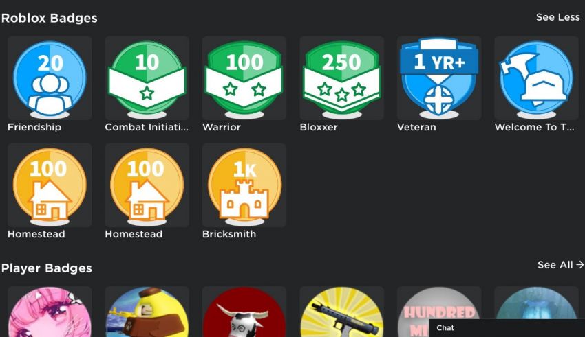 A screen shot of the badges in the game.