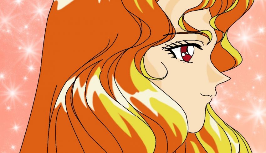 An anime girl with long orange hair.