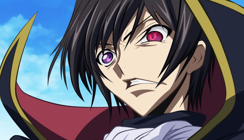 An anime character with purple eyes and black hair.