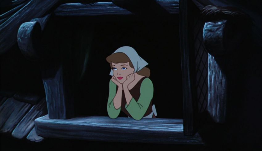A woman looking out of a window in disney's 'beauty and the beast'.