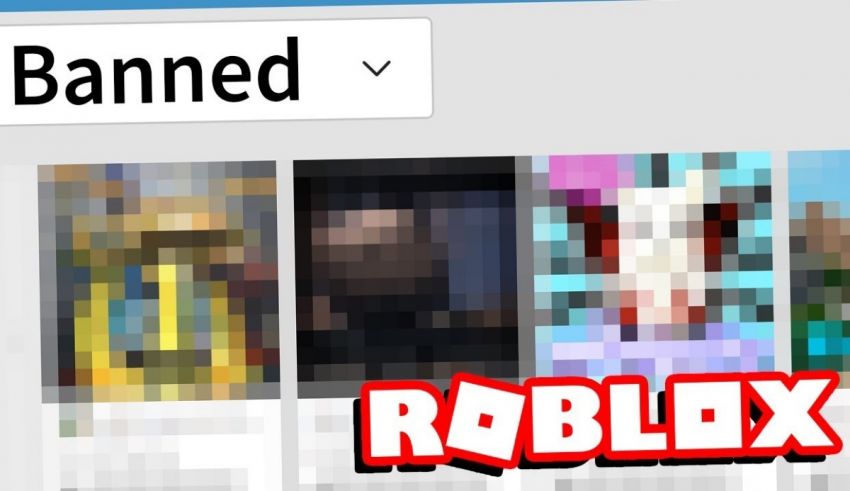 A screen with the words banned roblox.