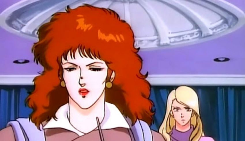 A cartoon of two women with red hair standing next to each other.