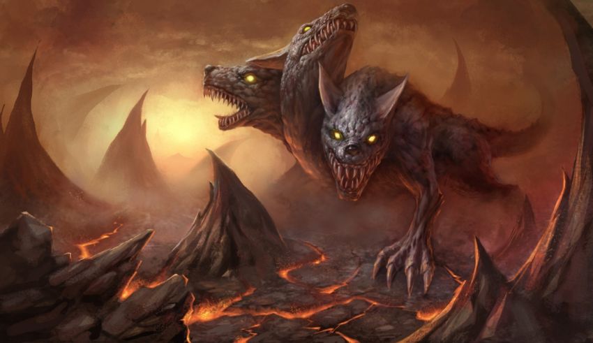 An image of two demons on a lava field.