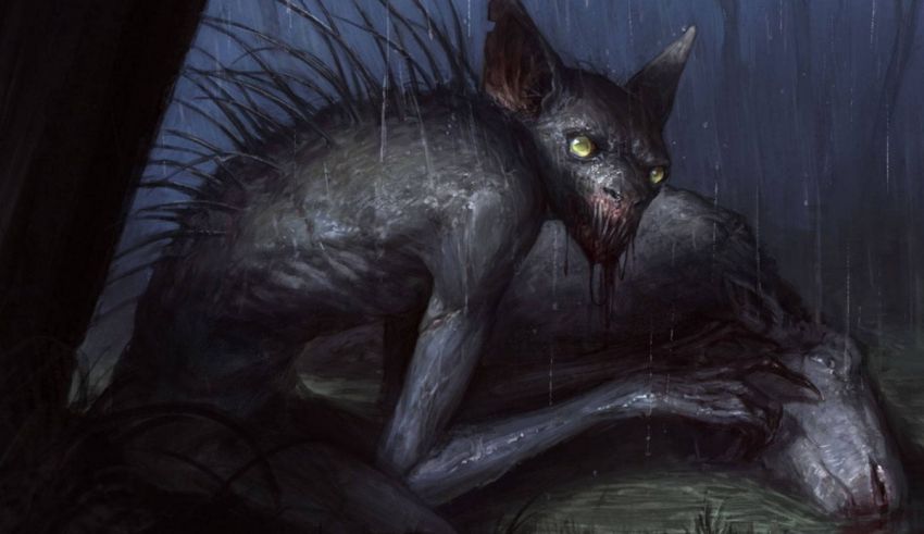 An illustration of a creature in the rain.