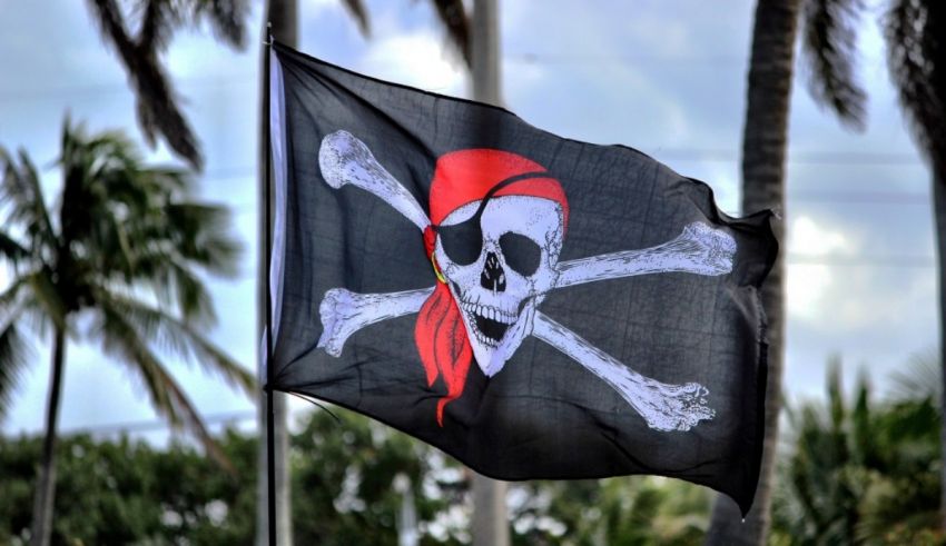 An image of a pirate flag with a skull and crossbones.