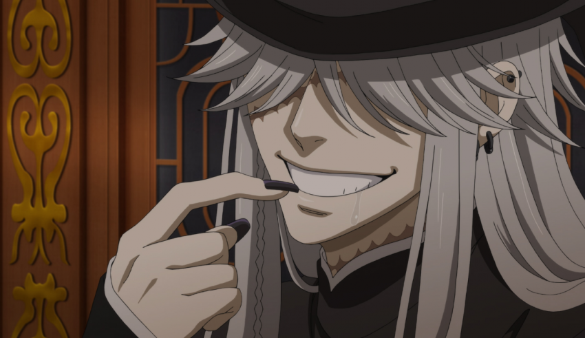 An anime character with long hair and a hat.