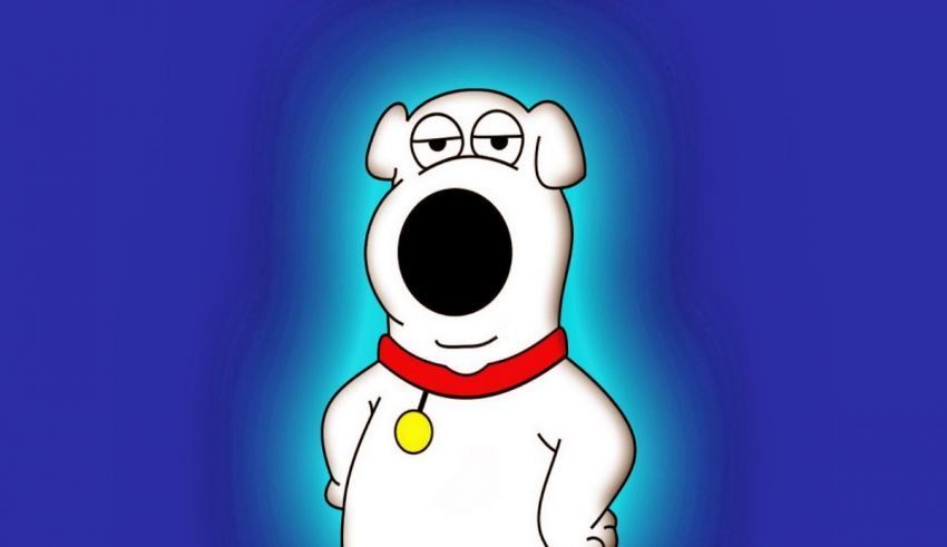 A cartoon dog with a black nose.