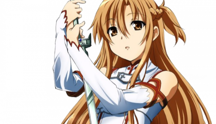 An anime girl holding a sword.