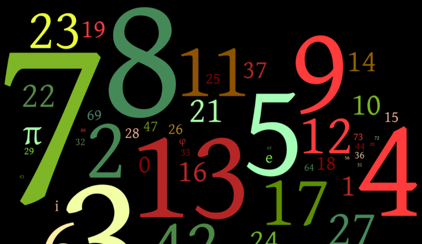 A large number of numbers in different colors.