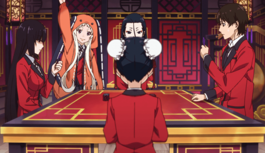 A group of anime characters playing a game of chess.