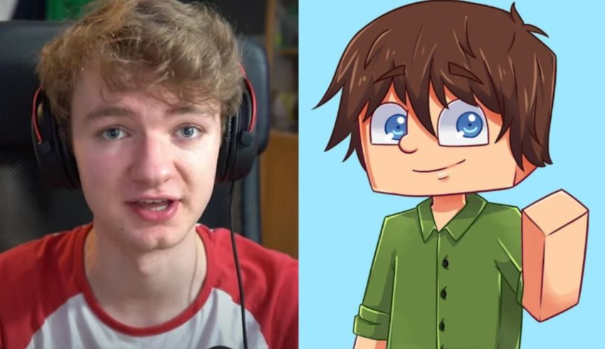 Two pictures of a boy with headphones and a cartoon character.