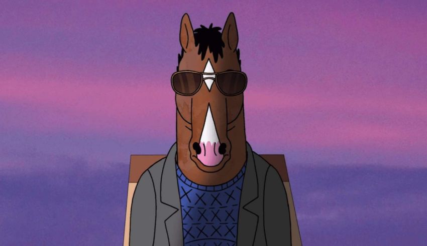 A cartoon horse wearing sunglasses and a sweater.