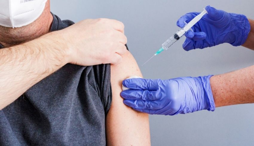 A man is getting a shot of coronavirus vaccine.