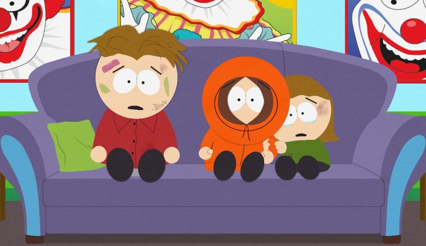 A group of people sitting on a couch in south park.