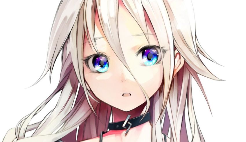 An anime girl with blue eyes and long hair.
